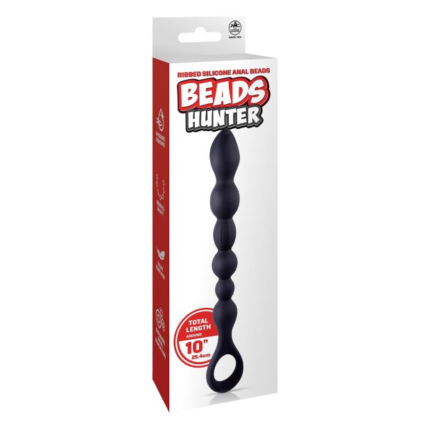 NMC 10 Inch Ribbed Silicone Anal Ball Beads Black