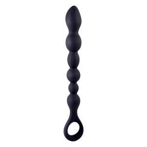 NMC 10 Inch Ribbed Silicone Anal Ball Beads Black