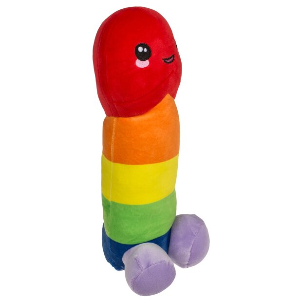 Plüsch-Penis Regenbogenfarben 30 cm