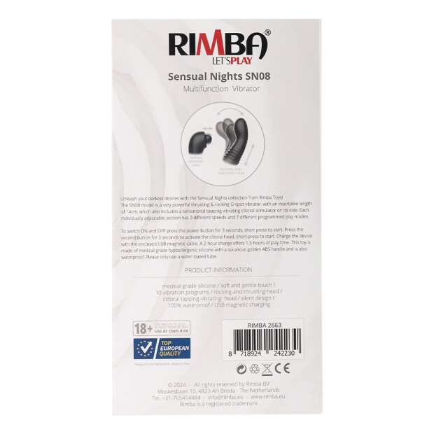 Rimba Toys - Sensual Nights SN08 - Multifunction Vibrator - Black