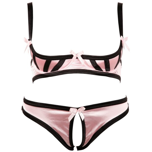 Cotelli Collection Set of rose satin with black details - B80