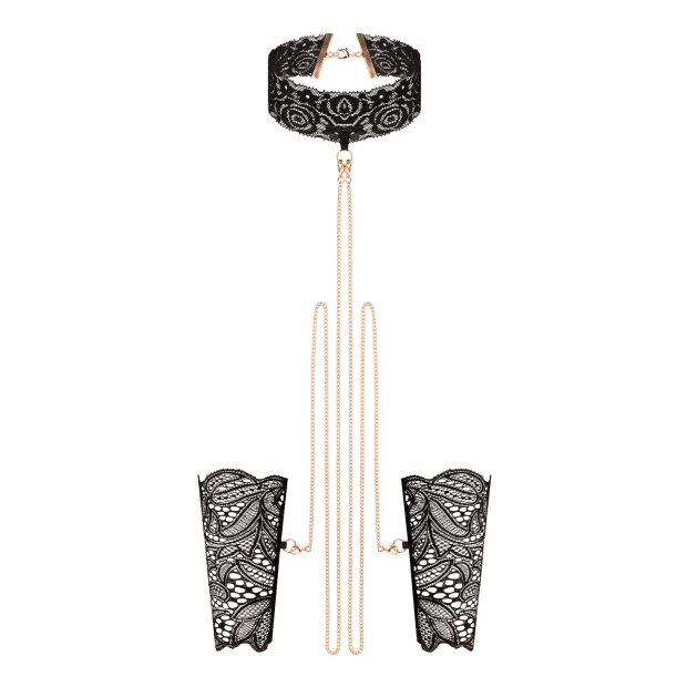 Rosy Gold - Lace Cuffs and Collar - Black
