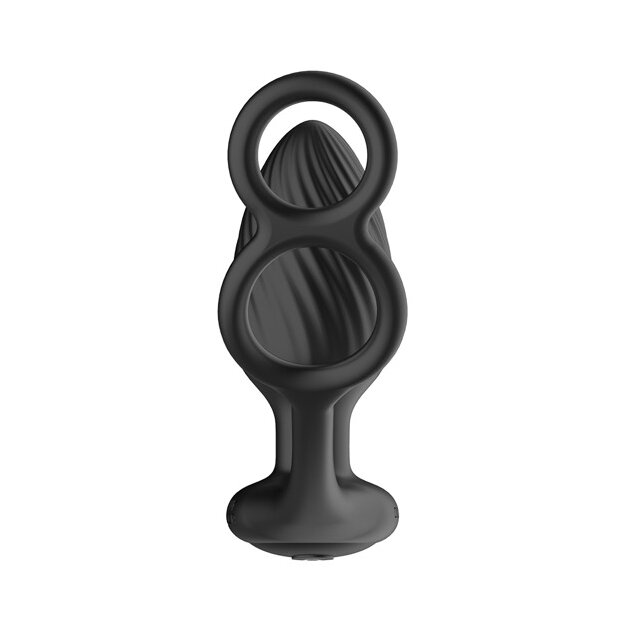Nexus TORNADO Rotating Plug with Cock & Ball Rings - Black