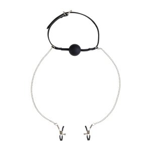 Virgite Nippelklemmen mit Ball Gag Modell 40 Schwarz...