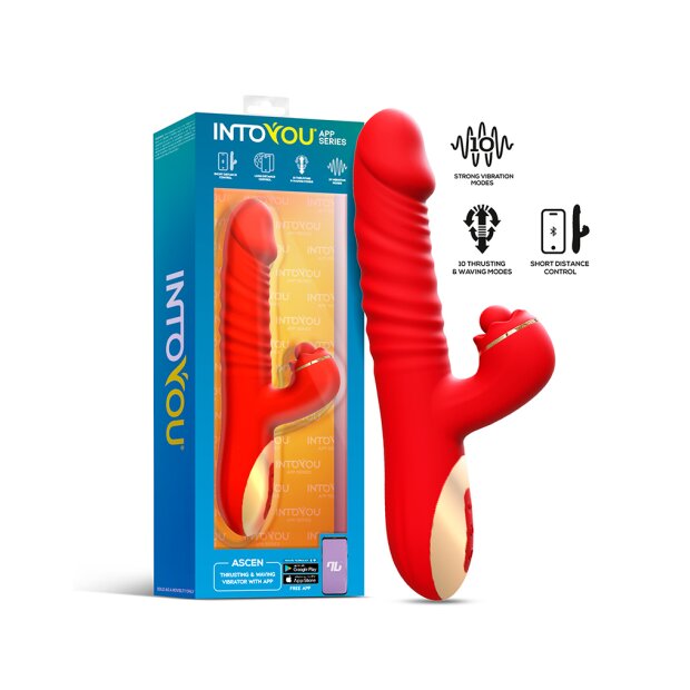 IY Ascen Rabbit Vibrator Appgesteuert Rot 24,8 cm
