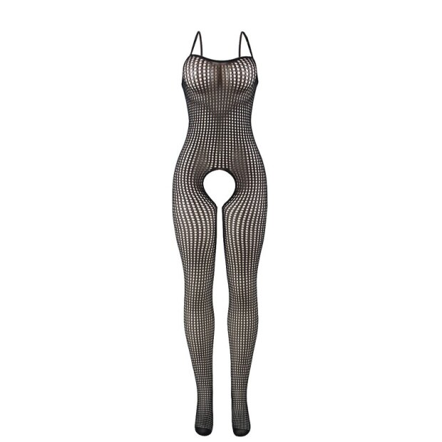SUBBLIME Black Elastic Fishnet Crotchless Bodystocking One Size