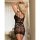 SUBBLIME Long Bodystocking With Open Back With Fishnet Black One Size
