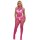 SUBBLIME Fishnet And Lace Crotchless Bodystocking With High Neck Pink One Size