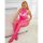 SUBBLIME Fishnet And Lace Crotchless Bodystocking With High Neck Pink One Size