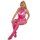 SUBBLIME Fishnet And Lace Crotchless Bodystocking With High Neck Pink One Size
