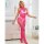 SUBBLIME Fishnet And Lace Crotchless Bodystocking With High Neck Pink One Size