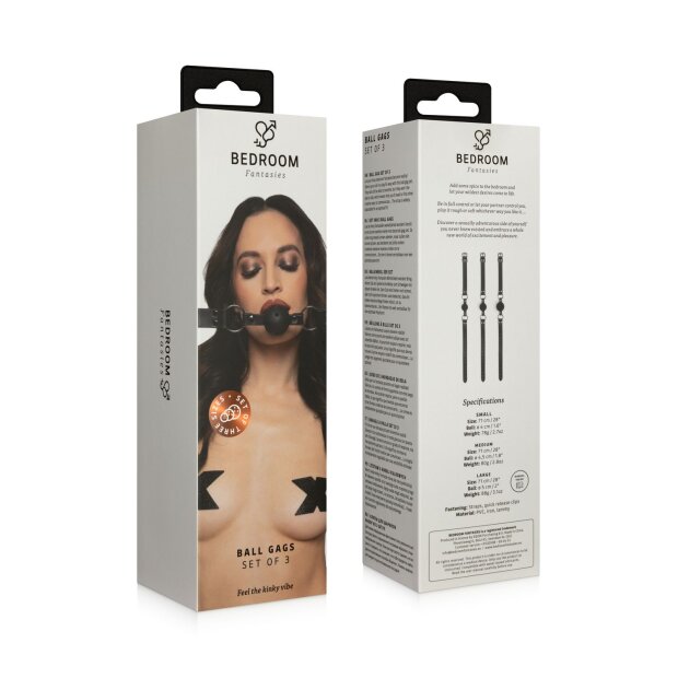 Bedroom Fantasies Set of 3 Ball Gags Black