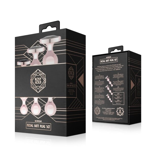 Rosy Gold Metal Butt Plug Set 3 Pieces Rose Gold