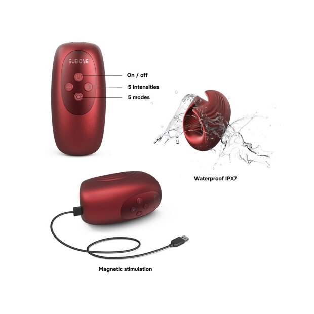 MANWAN Sub One Vibrating Masturbator with Tapping Feature Velvet Red