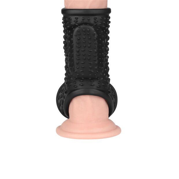 LoveToy Drip Knights Ring Vibrating Penis And Scrotum Sleeve (Ø 2.8 cm) Black
