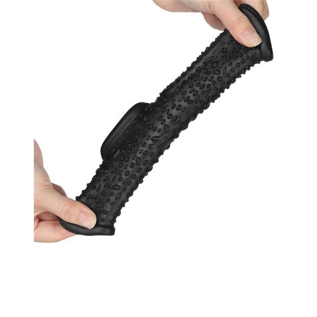 LoveToy Drip Knights Ring Vibrating Penis And Scrotum Sleeve (Ø 2.8 cm) Black