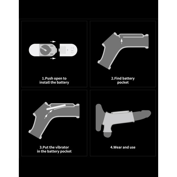 LoveToy Silk Knights Ring Vibrating Penis And Scrotum Sleeve (Ø 2.8 cm) - Black