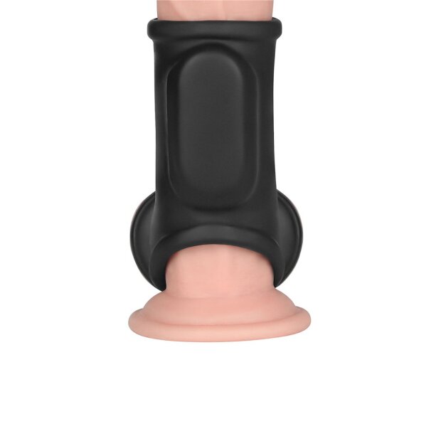 LoveToy Silk Knights Ring Vibrating Penis And Scrotum Sleeve (Ø 2.8 cm) - Black