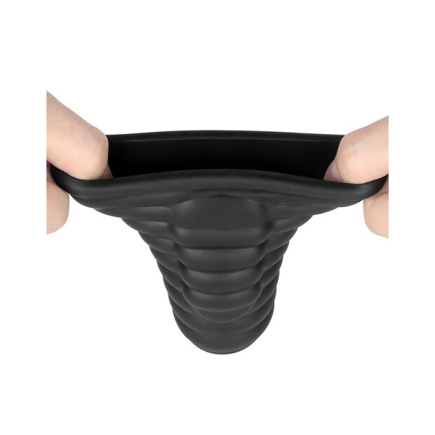LoveToy Wave Knights Ring Vibrating Penis Sleeve  (Ø 3.7 cm) Black