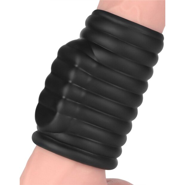LoveToy Wave Knights Ring Vibrating Penis Sleeve  (Ø 3.7 cm) Black