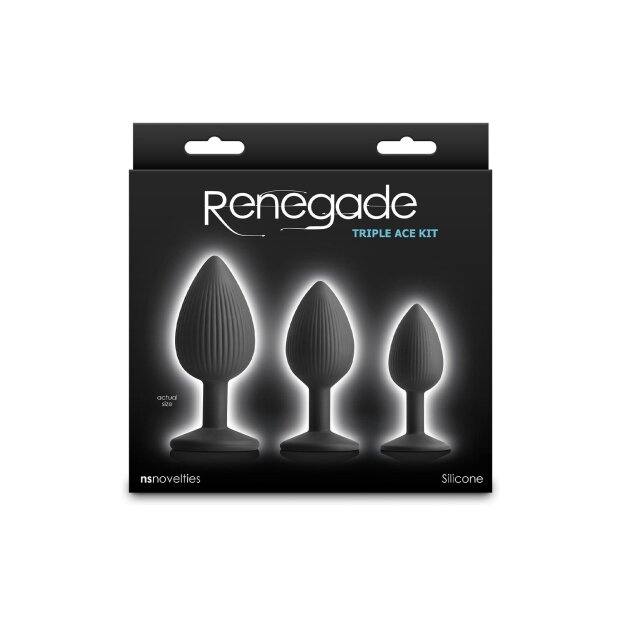 NS Novelties Renegade Triple Ace Kit Analplug Set 3-teilig Schwarz Ø 4,5 cm