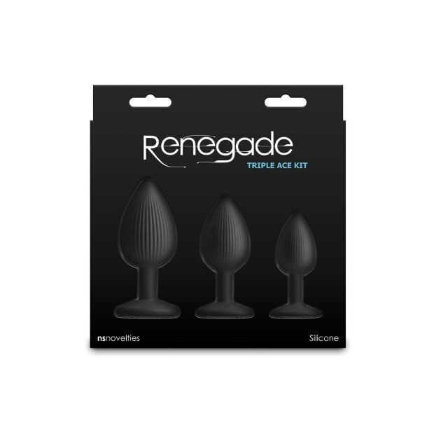 NS Novelties Renegade Triple Ace Kit Analplug Set 3-teilig Schwarz Ø 4,5 cm