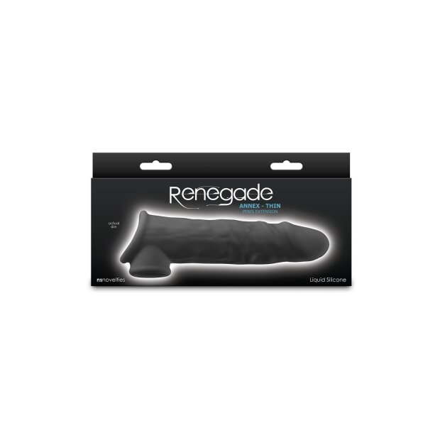 Ns Novelties Renegade Annex Gaine de Pénis Fine Noir 19,4 cm Ø 3,8 cm