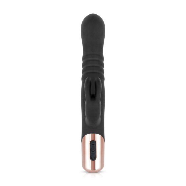 Rosy Gold Rabbit Vibrator with thrusting function Black