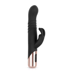 Rosy Gold Rabbit Vibrator with thrusting function Black