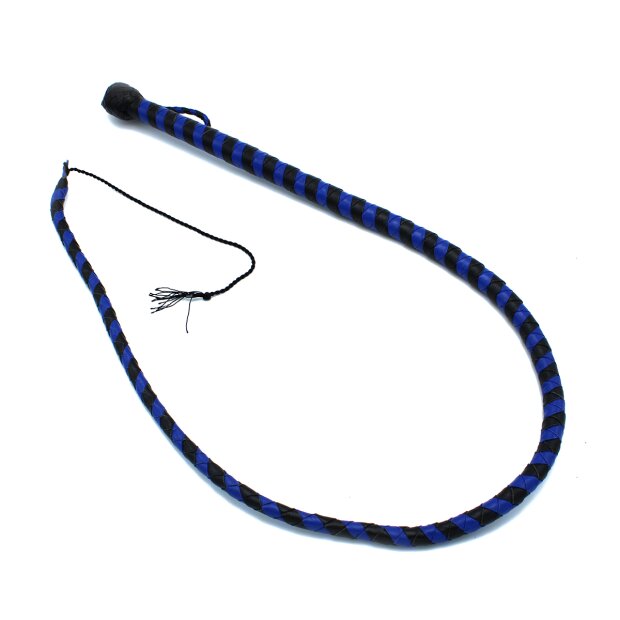Kiotos Leather Whip Black & Blue 140 cm