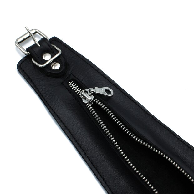 Kiotos Collier en Cuir Haut de Cou avec Fermeture Éclair Noir