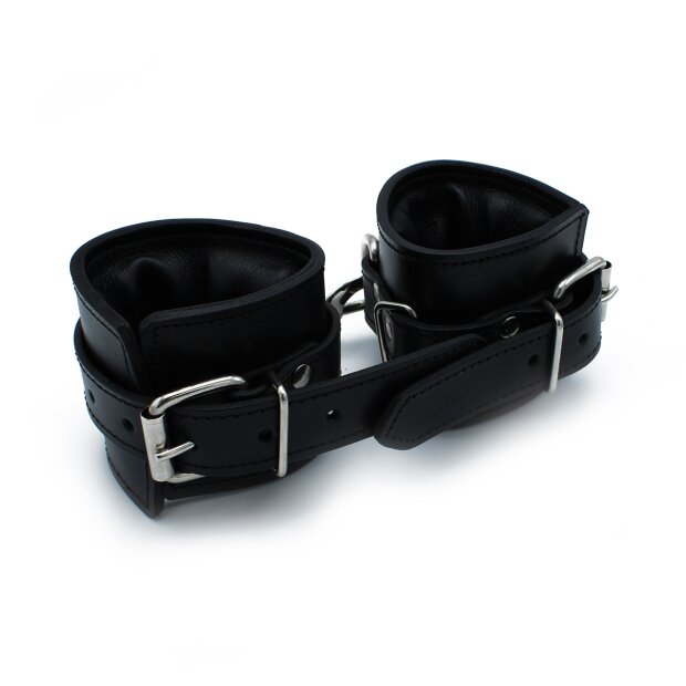 Kiotos Padded Leather Handcuffs Black