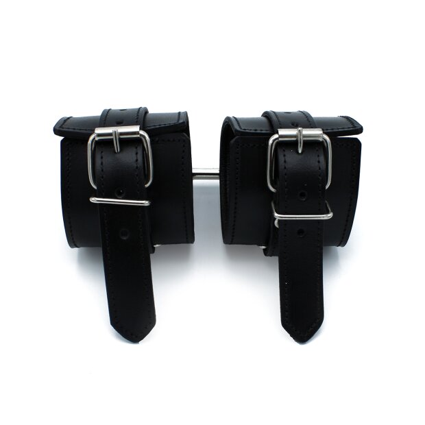 Kiotos Padded Leather Handcuffs Black
