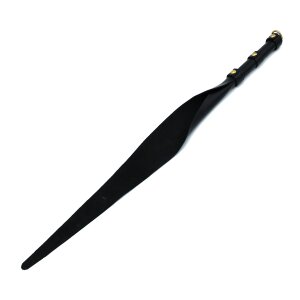 Kiotos Leather Whip with D-Ring Black Gold