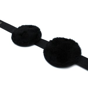 Kiotos Black Leather Blindfold with Adjustable Eye Patches