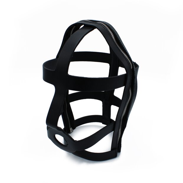 Kiotos Black Leather Head Cage with Zipper
