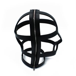 Kiotos Black Leather Head Cage with Zipper