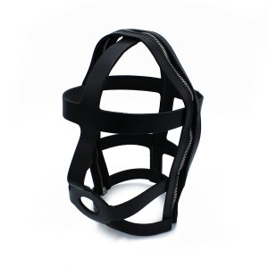 Kiotos Black Leather Head Cage with Zipper