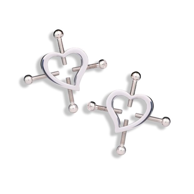 Kiotos Heart Nipple Clamps Tinkling Bells & Leather Harness