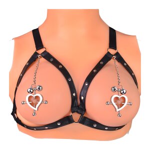 Kiotos Heart Nipple Clamps Tinkling Bells & Leather...