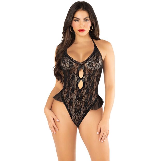 LEG AVENUE Body With Bow And Ruffles Black One Size