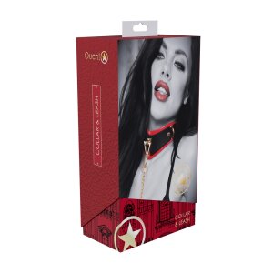 Milan Collection Collar with Leash Black/Red