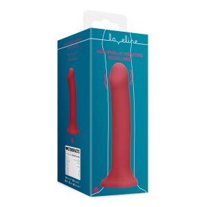 Loveline Non-Phallic Vibrating Dildo - Large - Raspberry Red