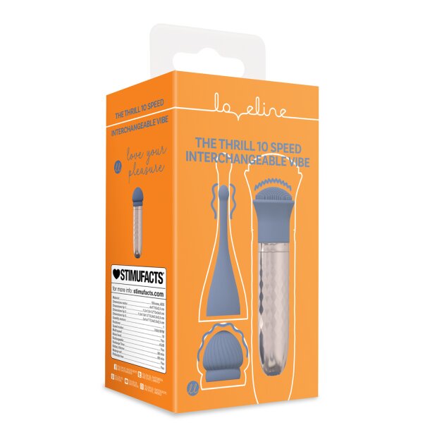 Loveline The Thrill 10 Speed Interchangeable Vibrator Blue