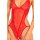 Crotchless Lace & Mesh Teddy Red S/M - M/L