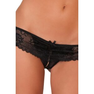 Rene Rofe Lingerie Crotchless Lace Boyshort Black S/M - M/L