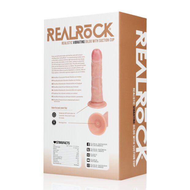 RealRock Vibrating Regular Curved Cock - 6 / 15,5 cm - Flesh