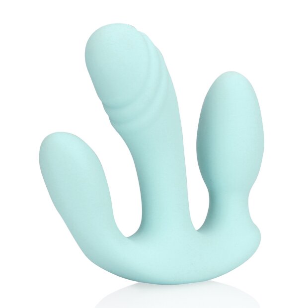 Loveline Three-In-One Liquid Silicone Vibrator - Breezy Blue