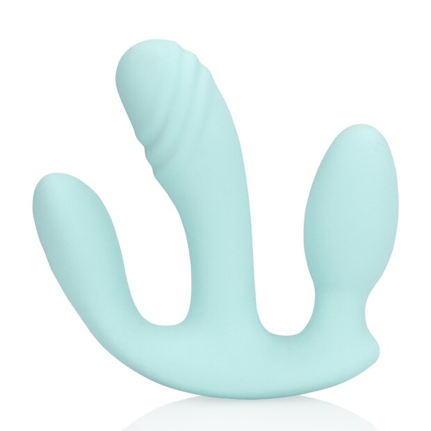 Loveline Three-In-One Liquid Silicone Vibrator - Breezy Blue