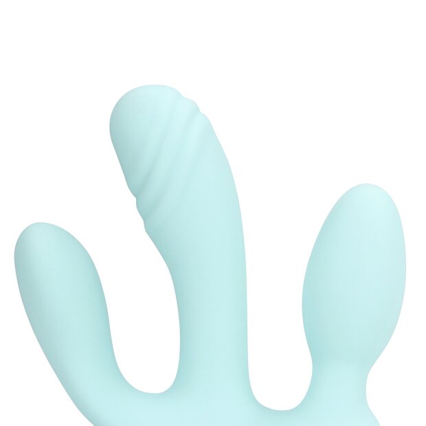 Loveline Three-In-One Liquid Silicone Vibrator - Breezy Blue